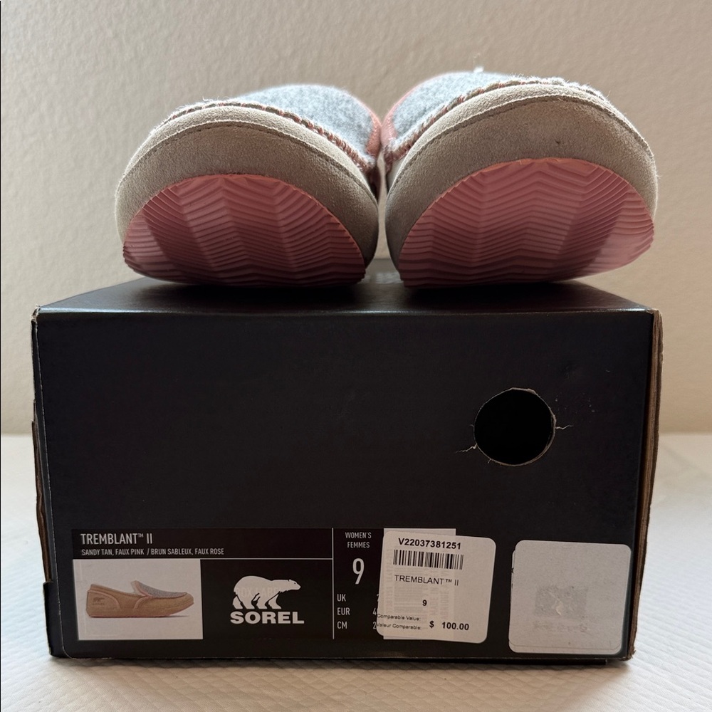 Women's NIB Sorel Tremblant II Moccasin in Sandy Tan, Faux Pink US Size 9 - Picture 2 of 5
